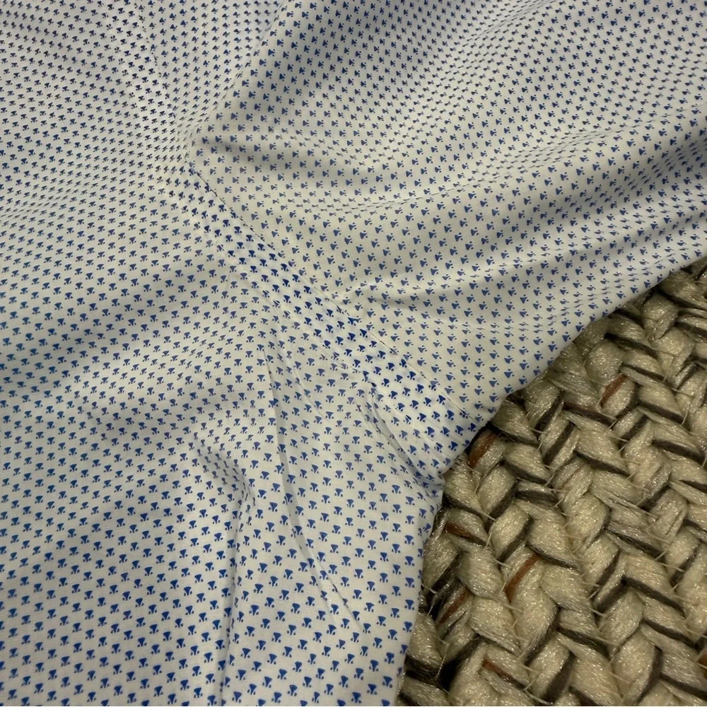 Banana Republic White and Blue Slim Fit Non-Iron Cotton Button Down Shirt